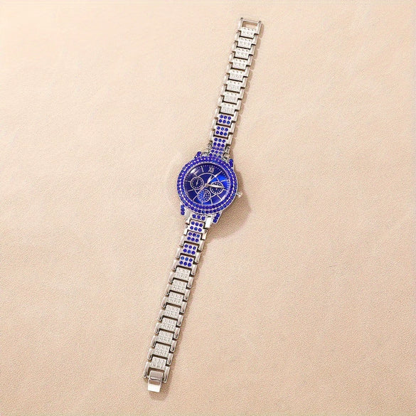 Ladies Casual Alloy Bracelet Watch Set With Round Dial