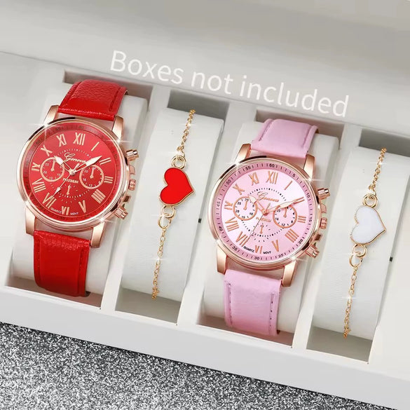 Ladies Casual Alloy Case Imitation Leather Strap Stainless Steel Buckle Round Dial Watch