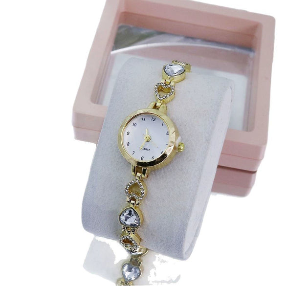 Ladies Casual Alloy Chain Watch With Round Dial And Stainless Steel Buckle