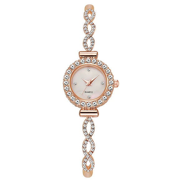 Ladies Casual Alloy Round Quartz Watch With Stainless Steel Buckle