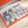 Ladies Casual Alloy Steel Band Quartz Watch With Square Dial