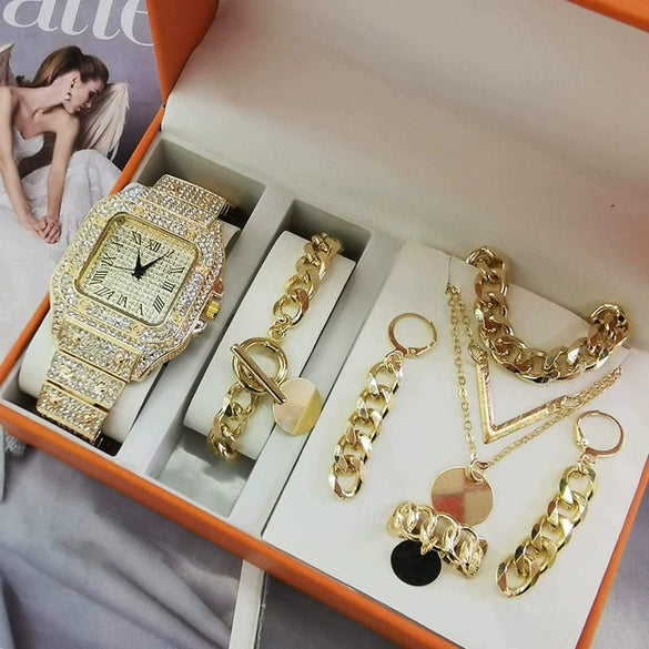 Ladies Casual Alloy Steel Band Quartz Watch With Square Dial