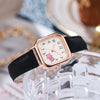 Ladies Casual Cartoon Square Quartz Watch With Pu Belt Alloy Case And Stainless Steel Buckle
