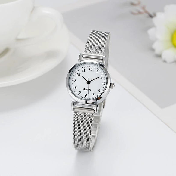 Ladies Casual Quartz Watch With Alloy Case Round Small Dial And Belt Strap