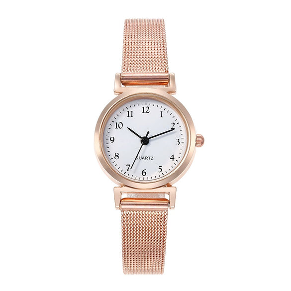 Ladies Casual Quartz Watch With Alloy Case Round Small Dial And Belt Strap