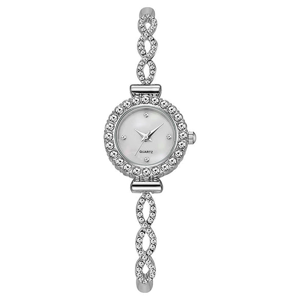Ladies Casual Quartz Watch With Round Dial Alloy Strap And Buckle