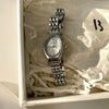 Ladies Casual Retro Quartz Watch Alloy Case Imitation Leather Strap Rose Gold Buckle Round Dial Printed Logo