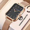Ladies Casual Retro Square Waterproof Watch With Japanese Movement Alloy Case Stainless Steel Strap And Mineral Reinforced Glass Mirror