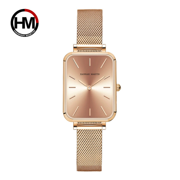 Ladies Casual Retro Square Waterproof Watch With Japanese Movement Alloy Case Stainless Steel Strap And Mineral Reinforced Glass Mirror