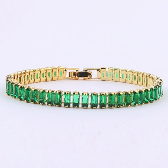 Ladies Copper Bracelet With Inlaid Zircon And Geometric Design