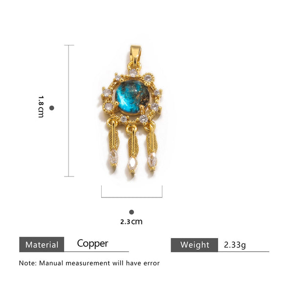 Ladies Copper Fantasy Pendant With Sunflower Starry Sky Design And Gemstone Electroplated