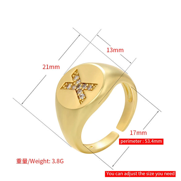 Ladies Copper Geometric Micropaved Ring Jewelry Accessories