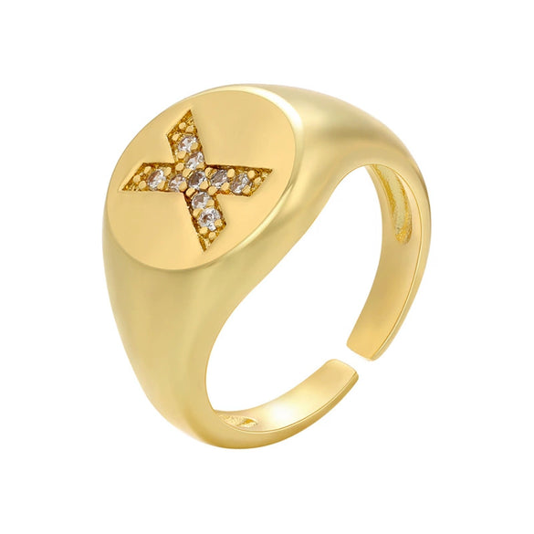 Ladies Copper Geometric Micropaved Ring Jewelry Accessories
