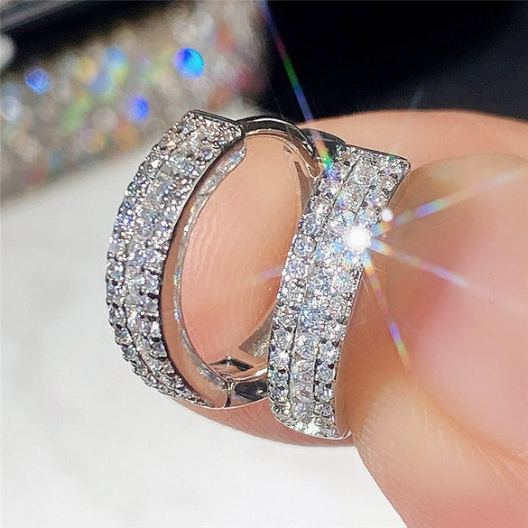 Ladies Copper Geometric Zircon Earrings