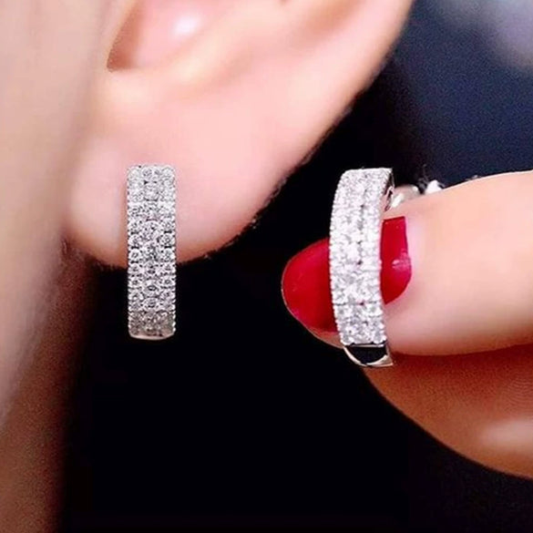 Ladies Copper Geometric Zircon Earrings