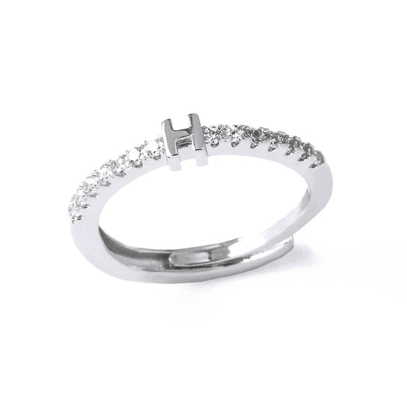 Ladies Copper Ring Plated 18K Gold With Letter Pattern And Electroplating Treatment