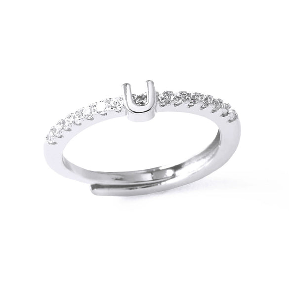 Ladies Copper Ring Plated 18K Gold With Letter Pattern And Electroplating Treatment