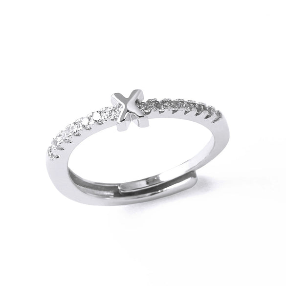 Ladies Copper Ring Plated 18K Gold With Letter Pattern And Electroplating Treatment