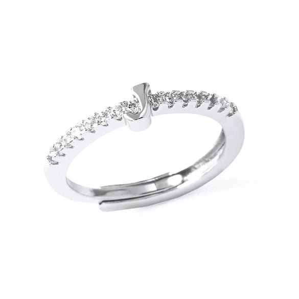 Ladies Copper Ring Plated 18K Gold With Letter Pattern And Electroplating Treatment
