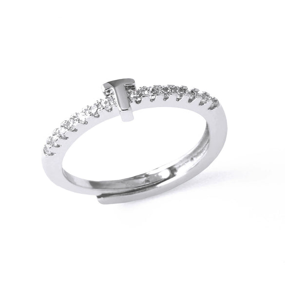 Ladies Copper Ring Plated 18K Gold With Letter Pattern And Electroplating Treatment
