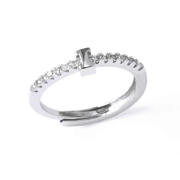 Ladies Copper Ring Plated 18K Gold With Letter Pattern And Electroplating Treatment
