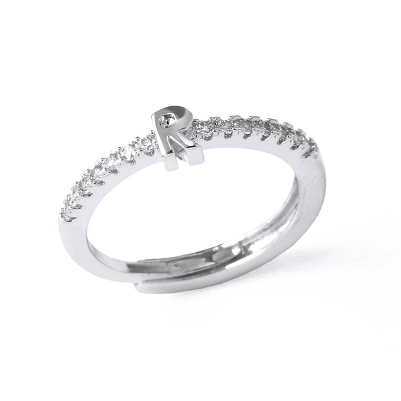 Ladies Copper Ring Plated 18K Gold With Letter Pattern And Electroplating Treatment