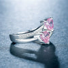 Ladies Copper Ring Set With Zircon Double Heartshaped Multicolor Gemstone Plated Platinum Geometric