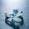 Ladies Copper Ring Set With Zircon Double Heartshaped Multicolor Gemstone Plated Platinum Geometric