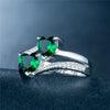 Ladies Copper Ring Set With Zircon Double Heartshaped Multicolor Gemstone Plated Platinum Geometric