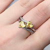 Ladies Copper Ring Set With Zircon Double Heartshaped Multicolor Gemstone Plated Platinum Geometric