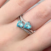 Ladies Copper Ring Set With Zircon Double Heartshaped Multicolor Gemstone Plated Platinum Geometric