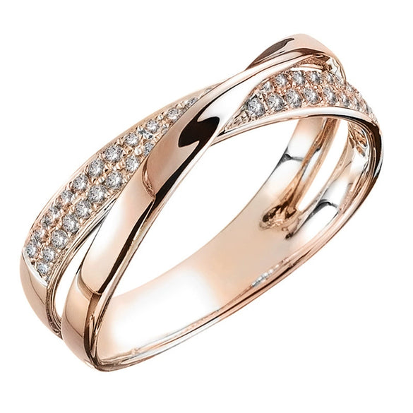 Ladies Copper Zircon Geometric X Shaped Ring Jewelry