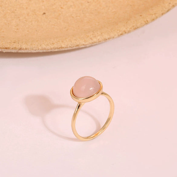 Ladies Egg Shaped Round Joint Ring Set Made Of Resin And Alloy With Electroplating Design And Geometric Style For Wholesale