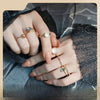 Ladies Egg Shaped Round Joint Ring Set Made Of Resin And Alloy With Electroplating Design And Geometric Style For Wholesale