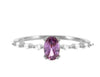 Ladies Egg Shaped S925 Sterling Silver Wedding Ring With Purple Gold Diamonds Colored Diamonds And Zirconia Geometric Pattern