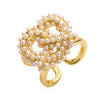 Ladies Elegant Copper Jewelry Inlaid With Pearls Featuring Cross Crown Roman Numerals Pattern For Earrings And Necklace