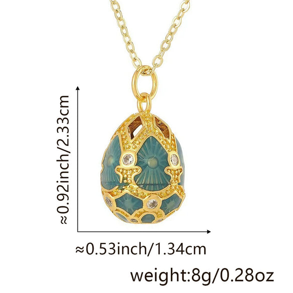 Ladies Elegant Retro Diamond Water Drop Hollow Egg Pendant Necklace Copper 18K Gold Plated Jewelry With Electroplating Dripping Oil