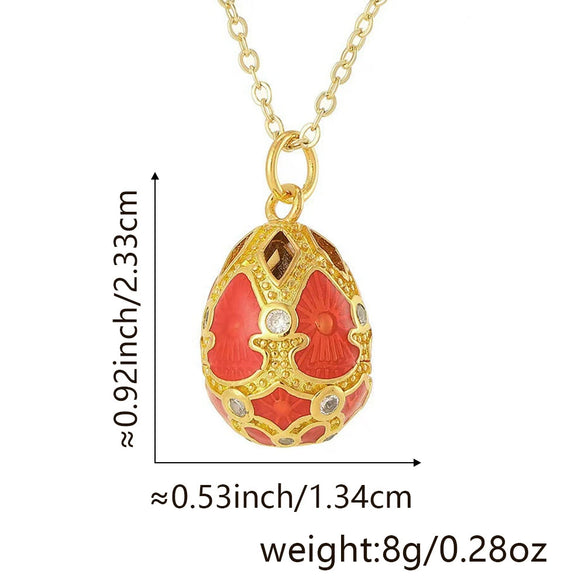 Ladies Elegant Retro Diamond Water Drop Hollow Egg Pendant Necklace Copper 18K Gold Plated Jewelry With Electroplating Dripping Oil
