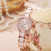 Ladies Fashion Alloy Ceramic Quartz Watch With Steel Band And Round Dial