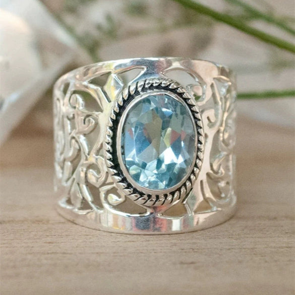 Ladies Fashion Alloy Ring With Flower Leaves Geometric Design And Zircon Treatment