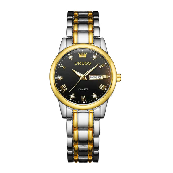 Ladies Fashion Business Diamond Waterproof Luminous Quartz Watch With Round Dial And Alloy Strap And Case