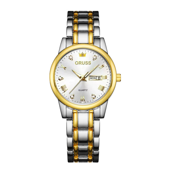 Ladies Fashion Business Diamond Waterproof Luminous Quartz Watch With Round Dial And Alloy Strap And Case