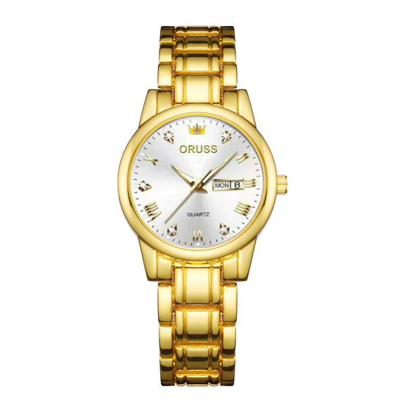 Ladies Fashion Business Diamond Waterproof Luminous Quartz Watch With Round Dial And Alloy Strap And Case