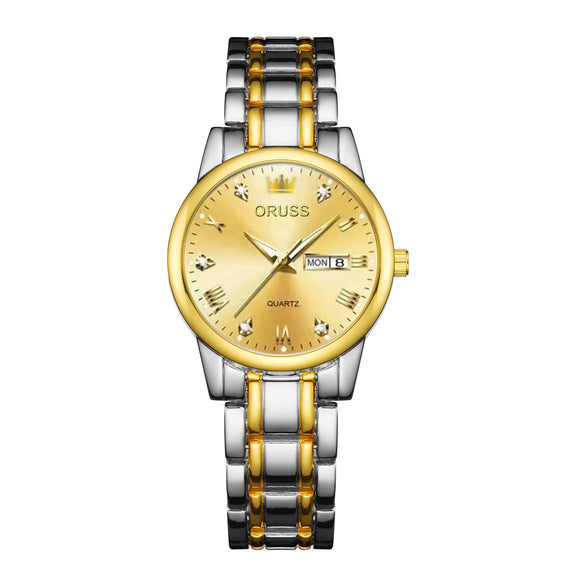 Ladies Fashion Business Diamond Waterproof Luminous Quartz Watch With Round Dial And Alloy Strap And Case