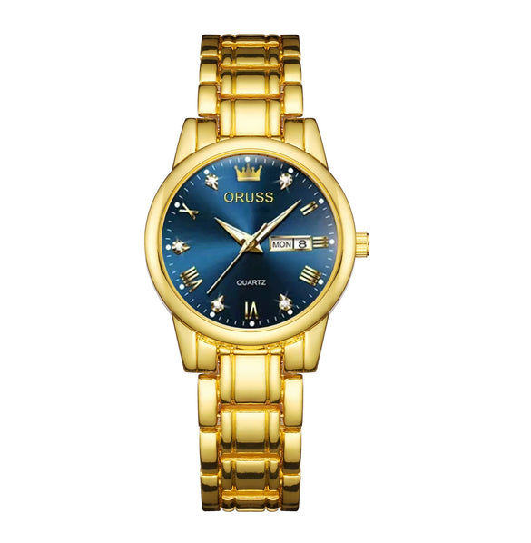 Ladies Fashion Business Diamond Waterproof Luminous Quartz Watch With Round Dial And Alloy Strap And Case