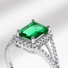 Ladies Fashion Geometric Cultivate Emerald S925 Silver Inlaid Ring