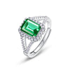 Ladies Fashion Geometric Cultivate Emerald S925 Silver Inlaid Ring