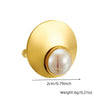 Ladies Fashion Geometric Simple Smooth Round Pearl Stainless Steel Gold Plated Opening Ring