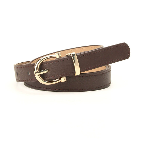Ladies Fashion Imitation Leather Thin Belt With Electroplating For Jeans And Clothing Matching