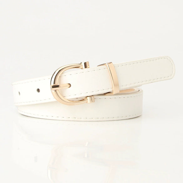 Ladies Fashion Imitation Leather Thin Belt With Electroplating For Jeans And Clothing Matching